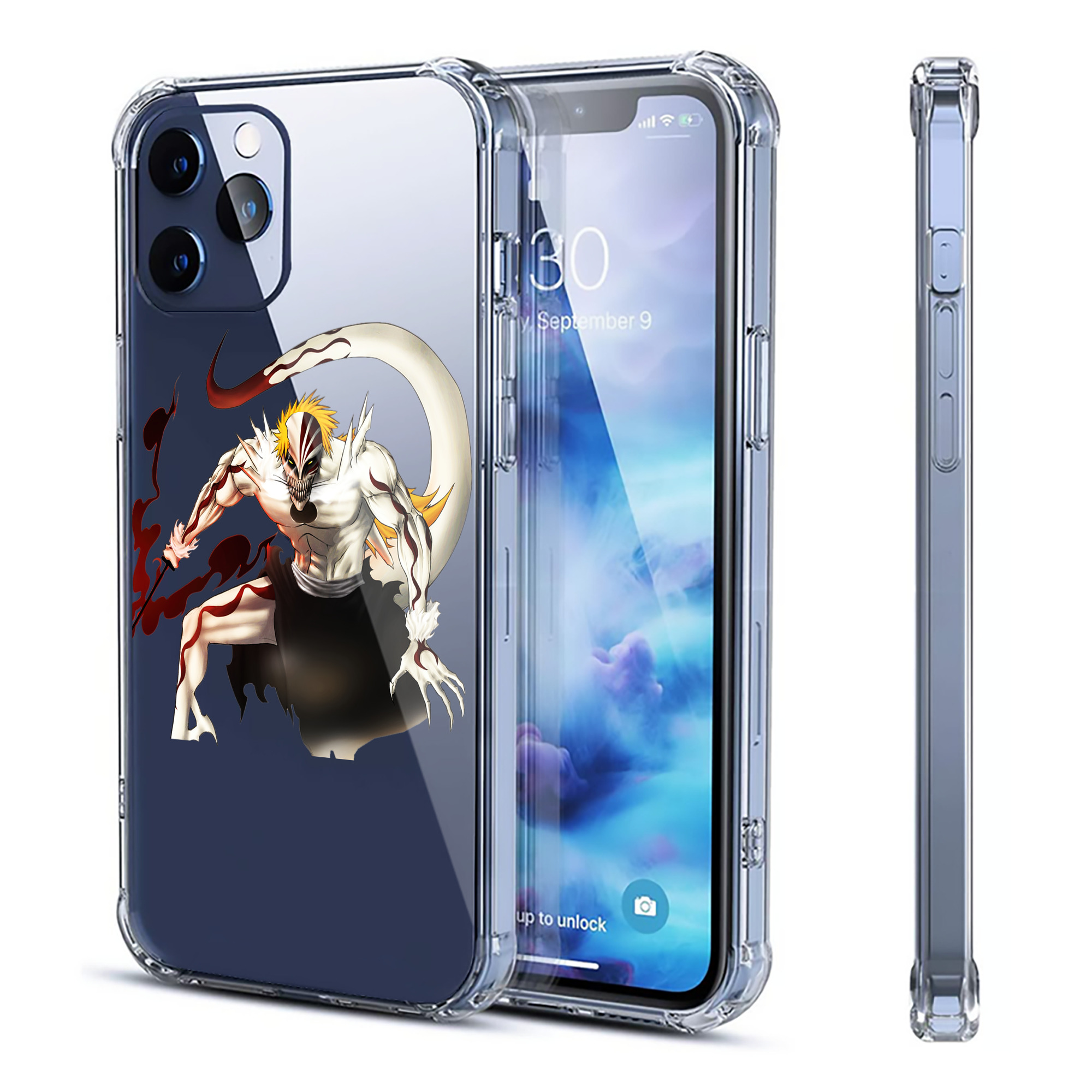 （画像用） ブリーチ 黒崎一護（くろさき いちご）BLEACH Kurosaki Ichigo 【iPhone 12シリーズ対応】透明スマホケース（クリアソフトケース）